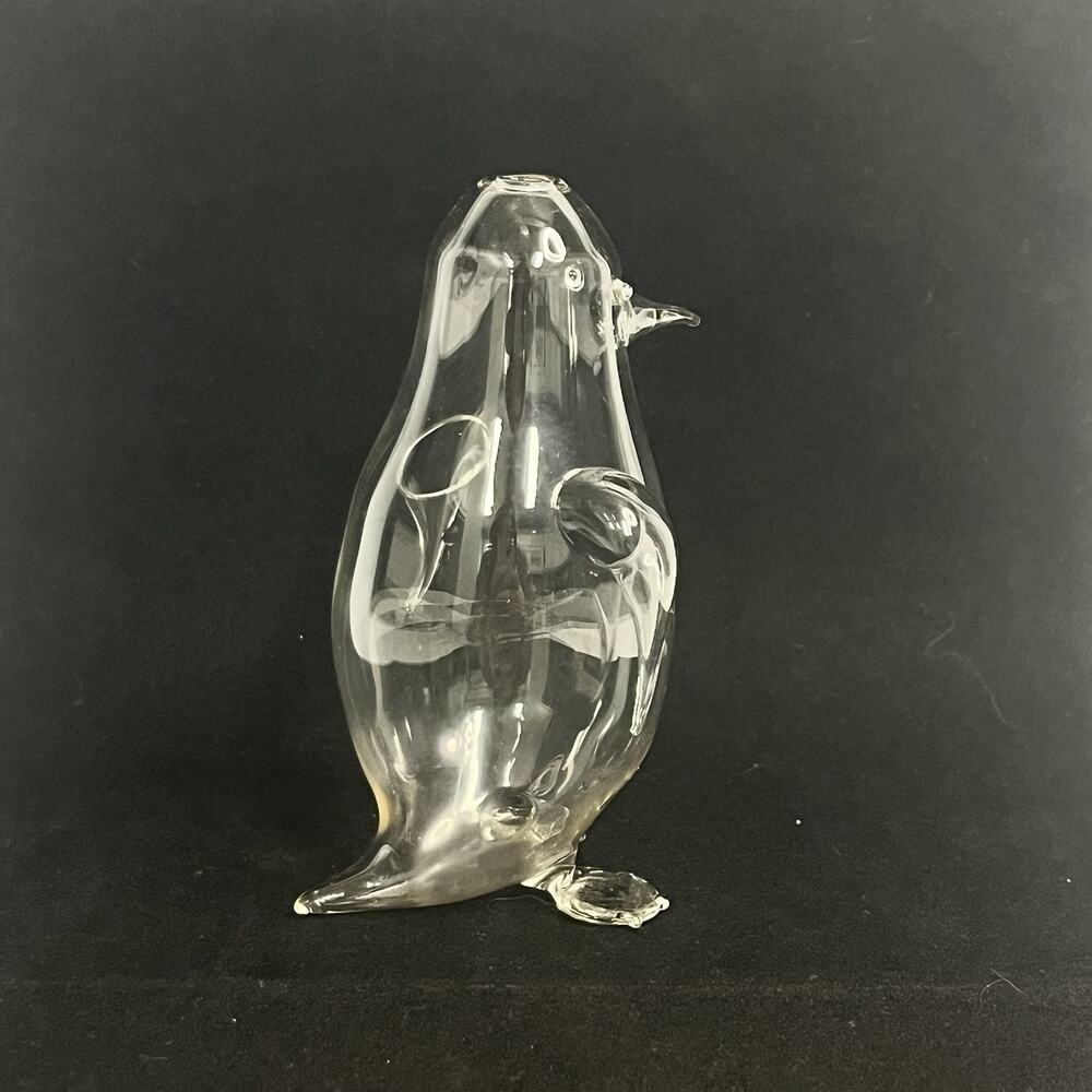 clear penguin oil lamp as is no center glass or wick propragataion vase - Picture 2 of 7